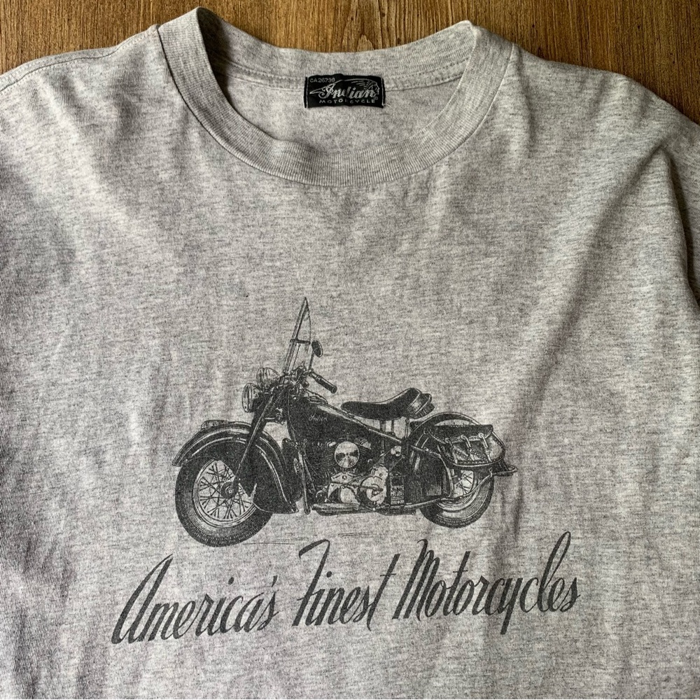 Vintage Indian Motorcycle T Shirt XL Grey Single Stitch